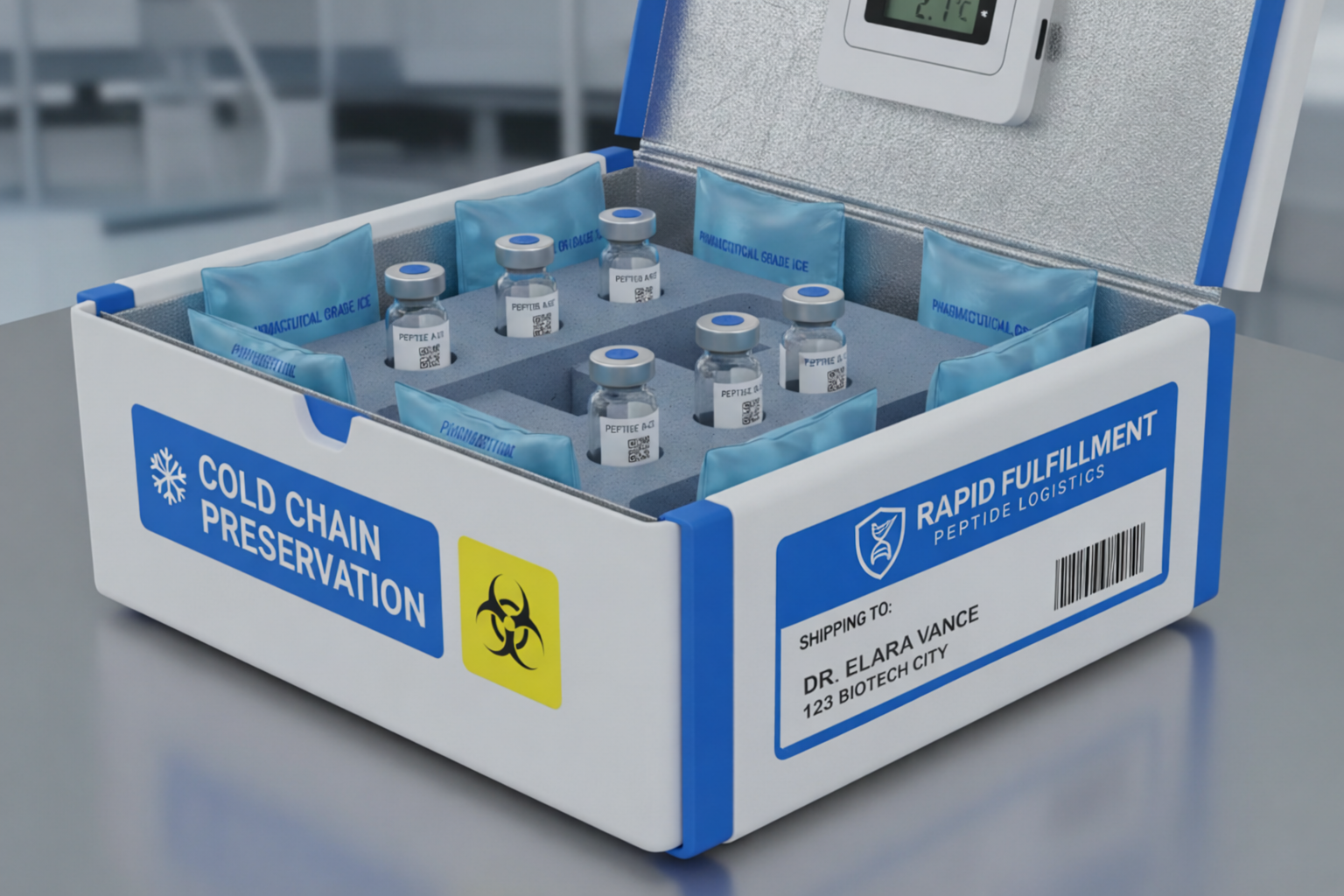 Peptide fulfillment cold chain shipping