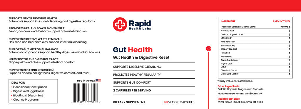 Gut Health Supplement – Digestive, Regularity & Cleanse Support