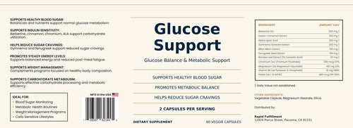 Glucose Support label — Distributed by Rapid Fulfillment