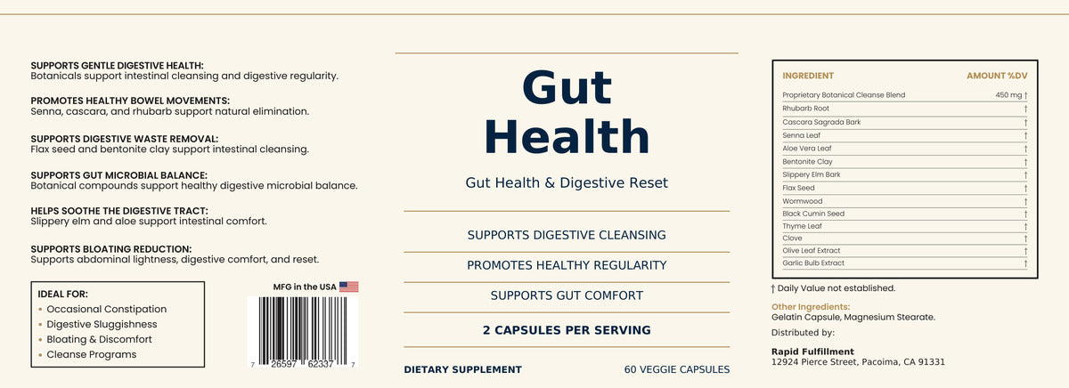 Gut Health Supplement – Digestive, Regularity & Cleanse Support