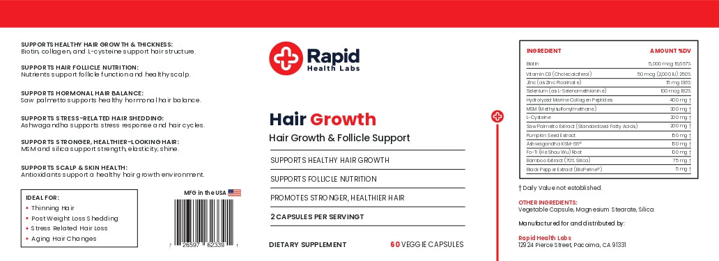 Hair Growth Supplement – Biotin, Collagen & Follicle Support