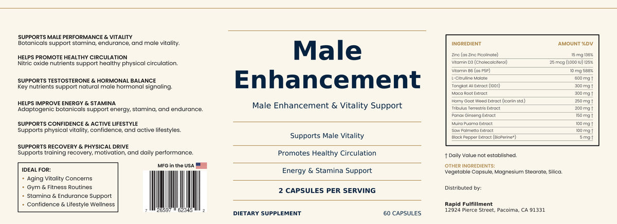 Male Vitality Supplement – Energy, Stamina & Performance Support