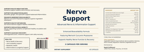 Nerve Support label — Distributed by Rapid Fulfillment