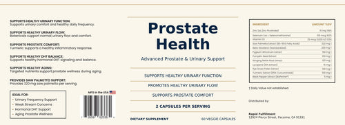 Prostate Health label — Distributed by Rapid Fulfillment
