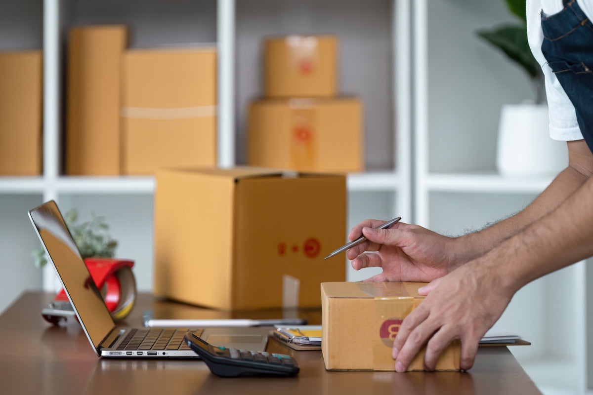 Ecommerce parcels being prepared for dispatch